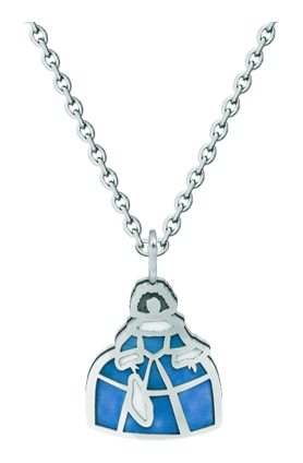 Pendentif en argent émaillé et acier "Menina" (Bleu)Referencia: CO1914Pendentif Menina en argent sterling émaillé à la main et en acier poli lisse.Medida: 16x19mm.