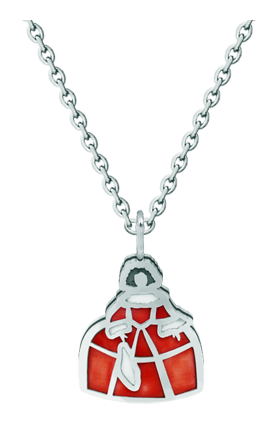 Pendentif en argent émaillé et acier "Menina" (Rouge)Referencia: CO1914Pendentif Menina en argent sterling émaillé à la main et en acier poli lisse.Medida: 16x19mm.