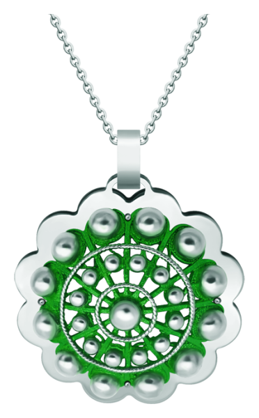 Pendentif en argent émaillé et acier "Button Charro de Salamanca" (Vert)Referencia: CO1919Pendentif en argent sterling émaillé au four et en acier poli, lisse au toucher.Medida: 50x50mm.