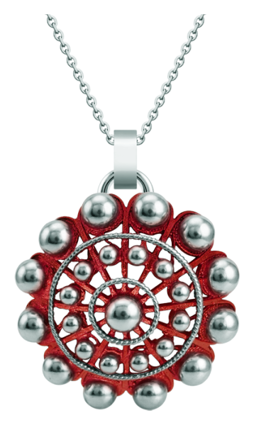 Silber emaillierter Charro Button-Anhänger 50mm (Rot)Ref. Code: CO1922Charro Button-Anhänger aus gebranntem, emailliertem Sterlingsilber.Gr&ouml;&szlig;e: 50x50mm.
