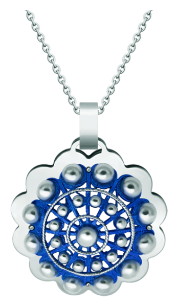 "Botón Charro from Salamanca" silver and steel pendant (Blue)Ref. code: CO1925Pendant made of baked enameled sterling silver and polished steel smooth to the touch.Size: 43x43mm.