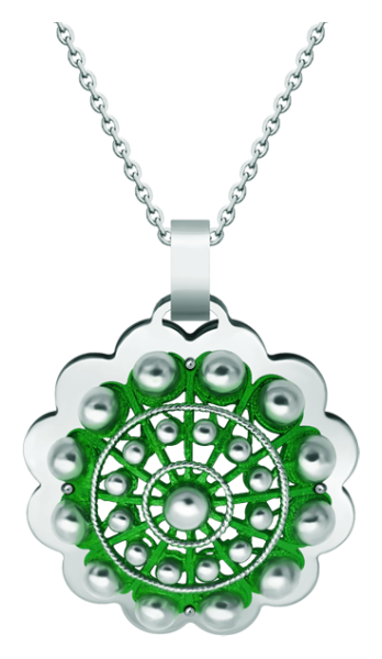 Pendentif en argent émaillé et acier "Button Charro de Salamanca" (Vert)Referencia: CO1925Pendentif en argent sterling émaillé au four et en acier poli, lisse au toucher.Medida: 43x43mm.