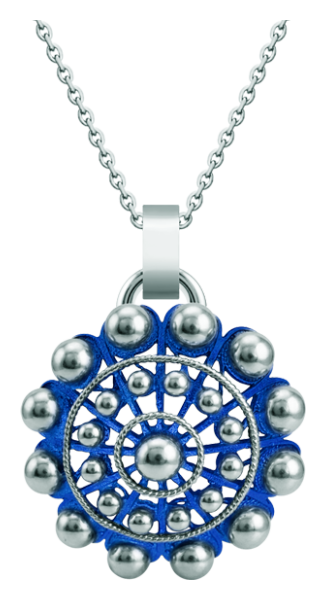 Silver enameled Charro Button Pendant 40mm (Blue)Ref. code: CO1928Charro Button pendant plated in sterling silver enameled in the oven.Size: 40x40mm.