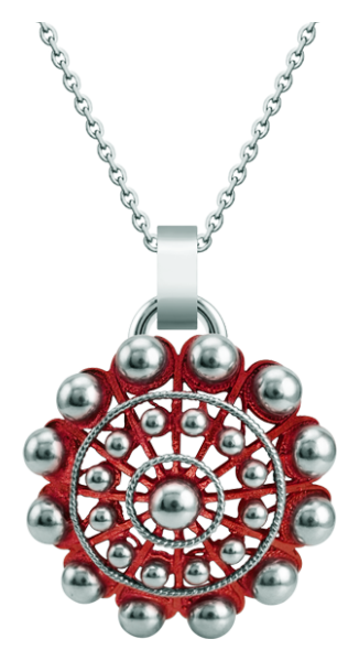 Pendentif bouton Charro émaillé argent 40mm (Rouge)Referencia: CO1928Pendentif en forme de bouton Charro plaqué en argent sterling émaillé au four.Medida: 40x40mm.