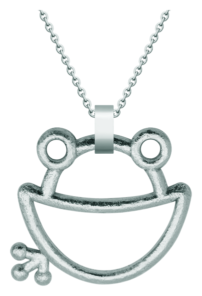 Pendentif en argent "Grenouille de l'Université de Salamanque"Referencia: CO1935Pendentif en argent sterling.Silhouette de grenouille avec la main tendue.Medida: 49x44mm.