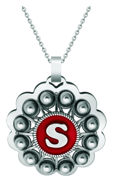Pendentif en argent "Bouton Charro personnalisé avec initiale" (Rouge)Referencia: CO1939Pendentif en argent sterling et acier inoxydable poli lisse, personnalisé avec votre initiale émaillée au four.Medida: 50x50mm.