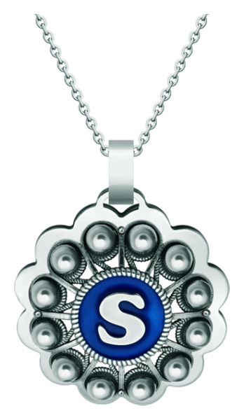 Pendentif personnalisé en argent "Bouton Charro avec initiale" (Bleu)Referencia: CO1940Pendentif en argent sterling et acier inoxydable poli lisse, personnalisé avec votre initiale émaillée au four.Medida: 43x43mm.