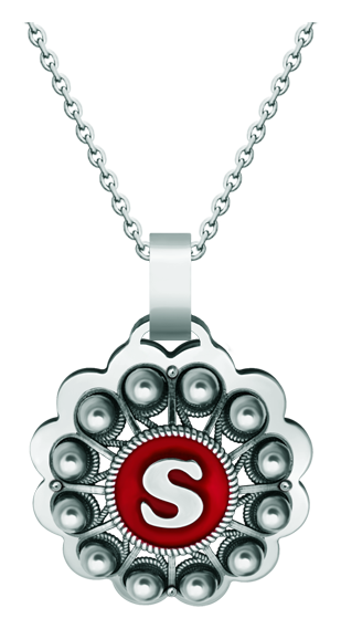 Pendentif en argent "Bouton Charro personnalisé avec initiale" (Rouge)Referencia: CO1941Pendentif en argent sterling et acier inoxydable poli lisse, personnalisé avec votre initiale émaillée au four.Medida: 34x34mm.