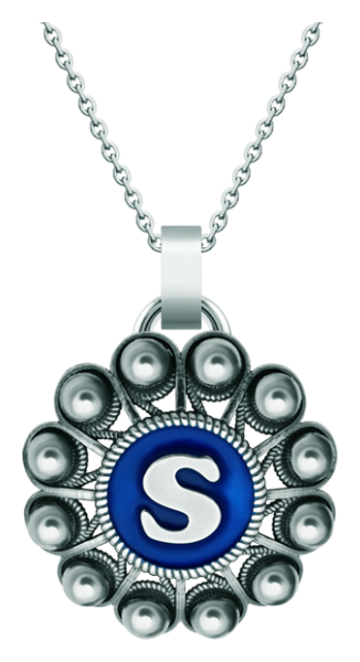 Personalized silver pendant "Charro Button with Initial" (Blue)Ref. code: CO1944Pendant made of sterling silver and polished steel smooth to the touch, personalized with your initial enameled in the oven.Size: 40x40mm.
