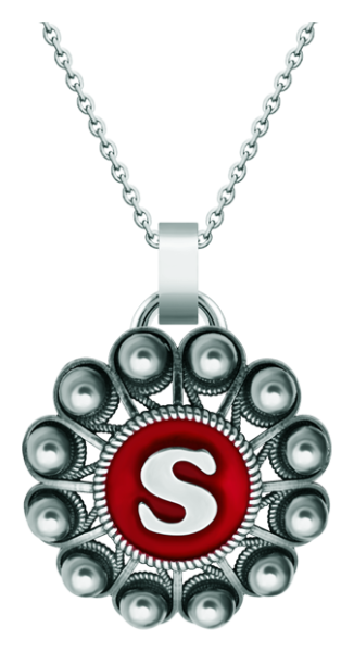 Personalisierter Silberanhänger "Charro Button mit Initiale" (Rot)Ref. Code: CO1944Anhänger aus Sterlingsilber und glatt poliertem Edelstahl, personalisiert mit Ihren im Ofen emaillierten Initialen.Gr&ouml;&szlig;e: 40x40mm.