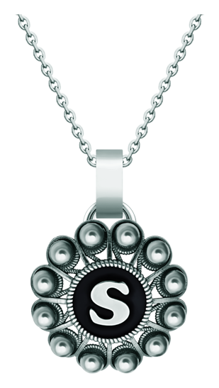 Pendentif en argent "Bouton Charro personnalisé avec initiale" (Noir)Referencia: CO1945Pendentif en argent sterling et acier inoxydable poli lisse, personnalisé avec votre initiale émaillée au four.Medida: 30x30mm.