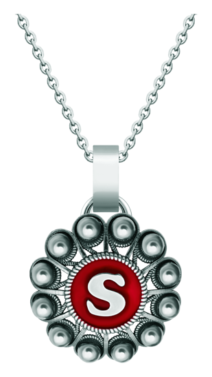 Pendentif en argent "Bouton Charro personnalisé avec initiale" (Rouge)Referencia: CO1945Pendentif en argent sterling et acier inoxydable poli lisse, personnalisé avec votre initiale émaillée au four.Medida: 30x30mm.