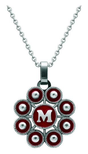 Colgante Botón Charro personalizado en plata y acero (Rojo)Referencia: CO1958Colgante fabricado en plata de ley y acero pulido suave al tacto, personalizado con inicial de su nombre esmaltada al horno.Medida: 29x29mm.