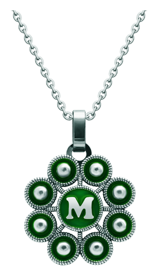 Silberanhänger "Personalisierter Charro-Button mit Initiale" (Grün)Ref. Code: CO1958Anhänger aus Sterlingsilber und glatt poliertem Edelstahl, personalisiert mit Ihren im Ofen emaillierten Initialen.Gr&ouml;&szlig;e: 29x29mm.