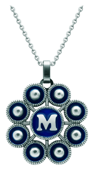 Silver pendant "Charro Button personalized with Initial" (Blue)Ref. code: CO1959Pendant made of sterling silver and polished steel smooth to the touch, personalized with your initial enameled in the oven.Size: 39x39mm.