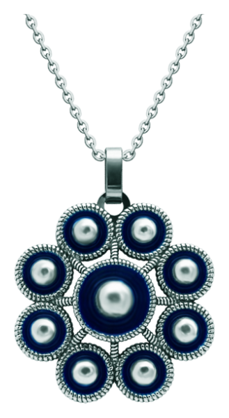 Silver pendant "Charro Button" (Blue)Ref. code: CO1960Pendant made of baked enameled sterling silver and polished steel smooth to the touch.Size: 39x39mm.