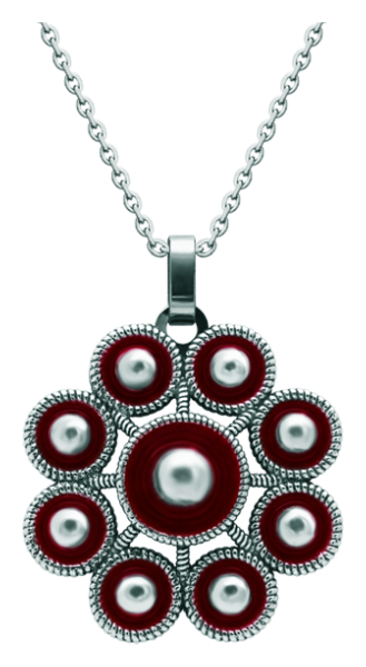Silver pendant "Charro Button" (Red)Ref. code: CO1960Pendant made of baked enameled sterling silver and polished steel smooth to the touch.Size: 39x39mm.