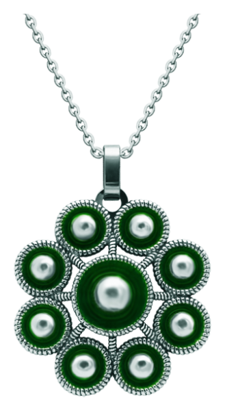 Silver pendant "Charro Button" (Green)Ref. code: CO1960Pendant made of baked enameled sterling silver and polished steel smooth to the touch.Size: 39x39mm.