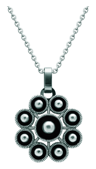 Silver pendant "Charro Button" (Black)Ref. code: CO1961Pendant made of baked enameled sterling silver and polished steel smooth to the touch.Size: 29x29mm.