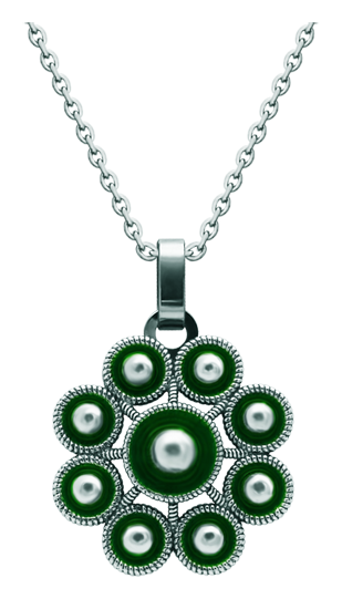 Silver pendant "Charro Button" (Green)Ref. code: CO1961Pendant made of baked enameled sterling silver and polished steel smooth to the touch.Size: 29x29mm.