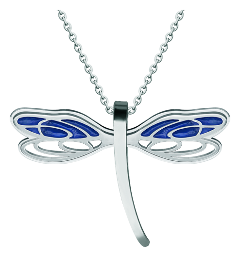 Art Nouveau "Dragonfly" steel pendant (Blue)Ref. code: CO1964Pendant made of polished steel smooth to the touch and stove enameled.Museum pieces inspired by the most representative works of the Art Nouveau and Art Deco movements, and the modernism of the late nineteenth and early twentieth centuries.Size: 60x40mm.