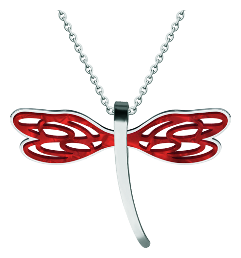 Jugendstil-Libellen-Anhänger aus Stahl und Perlmutt (Rot)Ref. Code: CO1965Anhänger aus poliertem Stahl und Perlmutt-Zellulose.Museumsstücke, die von den repräsentativsten Werken des Jugendstils, des Art déco und des Modernismus des späten 19. und frühen 20. Jahrhunderts inspiriert sind.Gr&ouml;&szlig;e: 60x40mm.