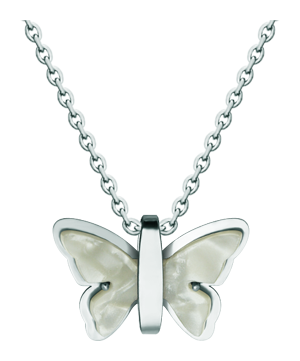 Art Deco Butterfly pendant in steel and mother-of-pearl (White)Ref. code: CO1970Pendant made of polished steel smooth to the touch and mother-of-pearl cellulose.Museum pieces inspired by the most representative works of the Art Nouveau and Art Deco movements, and the modernism of the late nineteenth and early twentieth centuries.Size: 26x18mm.