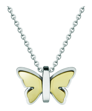 Art Deco Butterfly Pendant in steel and goldRef. code: CO1974Pendant made of polished steel smooth to the touch and plated in gold.Museum pieces inspired by the most representative works of the Art Nouveau and Art Deco movements, and the modernism of the late nineteenth and early twentieth centuries.Size: 26x18mm.
