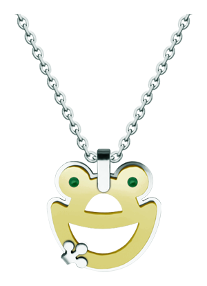 Pendentif grenouille en or et acierReferencia: CO1986Pendentif en or 18 carats et acier poli, lisse au toucher.Medida: 22x26mm.