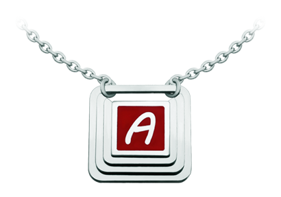 Colgante de plata y acero "Letra inicial" (Rojo)Referencia: CO1990Colgante fabricado en plata de ley y acero pulido, personalizado con la inicial de su nombre tallada y esmaltada a mano.Medida: 20x20mm.
