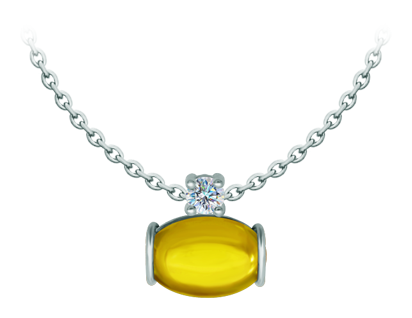 Colgante de plata con cristal de colores ovalado y moissanita (Amarillo)Referencia: CO1993Colgante fabricado en plata de ley con un cabujón de cristal de colores de 16x12mm y una moissanita talla brillante de 5mm engastada.La moissanita es una gema preciosa creada en laboratorio que se ha ganado un lugar especial en la joyería por su belleza y cualidades únicas, deslumbra por su brillo superior al del diamante y su gran resistencia (9,25 en la escala de Mohs).Descubierta originalmente en un meteorito a finales del siglo XIX, y ese origen “estelar” le otorga un encanto singular.Llena de destellos únicos, combina lujo y elegancia en una sola joya.Medida: 16x12mm.