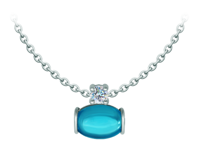 Colgante de plata con moissanita y cristal ovalado de colores (Azul)Referencia: CO1995Colgante fabricado en plata de ley con un cabujón de cristal de colores de 14x10mm y una moissanita talla brillante de 5mm engastada.La moissanita es una gema preciosa creada en laboratorio que se ha ganado un lugar especial en la joyería por su belleza y cualidades únicas, deslumbra por su brillo superior al del diamante y su gran resistencia (9,25 en la escala de Mohs).Descubierta originalmente en un meteorito a finales del siglo XIX, y ese origen “estelar” le otorga un encanto singular.Llena de destellos únicos, combina lujo y elegancia en una sola joya.Medida: 14x10mm.