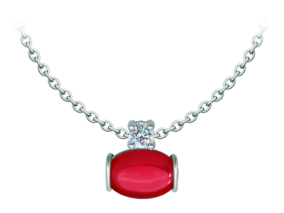 Silberanhänger mit ovalen farbigen Kristallen und Moissanit (Rot)Ref. Code: CO1995Anhänger aus Sterlingsilber mit einem 14x10 mm großen farbigen Kristallcabochon und einem 5 mm großen Moissanit im Brillantschliff.Moissanit ist ein im Labor hergestellter Edelstein, der aufgrund seiner Schönheit und seiner einzigartigen Eigenschaften einen besonderen Platz in der Schmuckherstellung einnimmt. Er besticht durch seinen diamantenähnlichen Glanz und seine hohe Festigkeit (9,25 auf der Mohs-Skala).Ursprünglich wurde er Ende des 19. Jahrhunderts in einem Meteoriten entdeckt, und dieser 