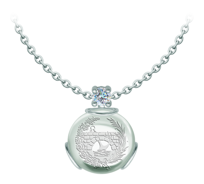 Silver pendant with Road Engineer coat of arms engraved in rock crystal and moissaniteRef. code: CO1999Pendant made of sterling silver with a colored crystal cabochon of 18x18mm, with the anagram of the Colegio Oficial de Ingeniero de Caminos, Canales y Puertos engraved on the back of the crystal and a 5mm brilliant cut moissanite set.Moissanite is a precious gemstone created in a laboratory that has earned a special place in jewelry for its beauty and unique qualities, it dazzles for its brilliance superior to diamond and its great resistance (9.25 on the Mohs scale).Originally discovered in a meteorite at the end of the 19th century, this 