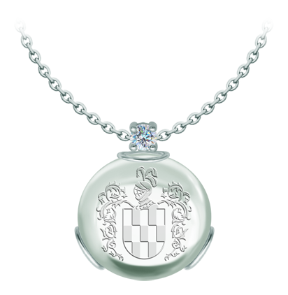 Family coat of arms engraved in rock crystal and moissanite silver pendantRef. code: CO2004Pendant made in sterling silver with a 25x25mm stained glass cabochon, with the heraldic shield of his family name engraved on the back of the crystal and a 5mm brilliant cut moissanite set.Moissanite is a precious gemstone created in a laboratory that has earned a special place in jewelry for its beauty and unique qualities, it dazzles for its brilliance superior to diamond and its great resistance (9.25 on the Mohs scale).Originally discovered in a meteorite at the end of the 19th century, this 