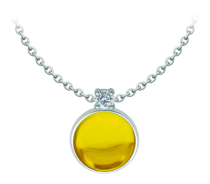 Pendentif en argent avec moissanite et cristaux colorés (Jaune)Referencia: CO2009Pendentif en argent sterling avec un cabochon de cristal coloré de 16x16mm et une moissanite taillée en brillant de 5mm.La moissanite est une pierre précieuse créée en laboratoire qui a gagné une place spéciale dans la joaillerie en raison de sa beauté et de ses qualités uniques. Elle éblouit par son éclat semblable à celui d'un diamant et par sa grande résistance (9,25 sur l'échelle de Mohs).Découverte à l'origine dans une météorite à la fin du 19e siècle, cette origine 