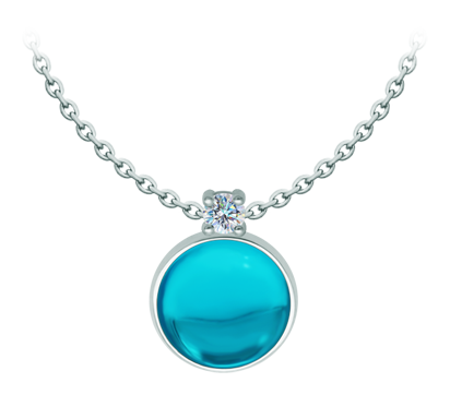 Pendentif en argent avec moissanite et cristaux colorés (Bleu)Referencia: CO2009Pendentif en argent sterling avec un cabochon de cristal coloré de 16x16mm et une moissanite taillée en brillant de 5mm.La moissanite est une pierre précieuse créée en laboratoire qui a gagné une place spéciale dans la joaillerie en raison de sa beauté et de ses qualités uniques. Elle éblouit par son éclat semblable à celui d'un diamant et par sa grande résistance (9,25 sur l'échelle de Mohs).Découverte à l'origine dans une météorite à la fin du 19e siècle, cette origine 