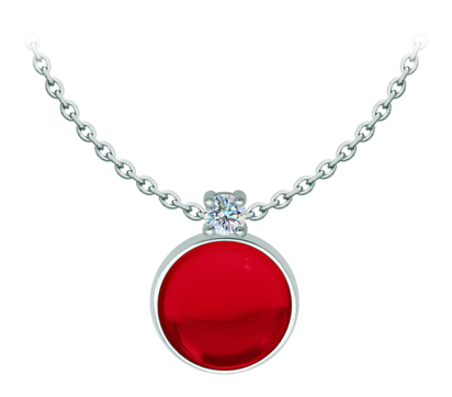 Pendentif en argent avec cristal de couleur et moissanite (Rouge)Referencia: CO2009Pendentif en argent sterling avec un cabochon de cristal coloré de 16x16mm et une moissanite taillée en brillant de 5mm.La moissanite est une pierre précieuse créée en laboratoire qui a gagné une place spéciale dans la joaillerie en raison de sa beauté et de ses qualités uniques. Elle éblouit par son éclat semblable à celui d'un diamant et par sa grande résistance (9,25 sur l'échelle de Mohs).Découverte à l'origine dans une météorite à la fin du 19e siècle, cette origine 