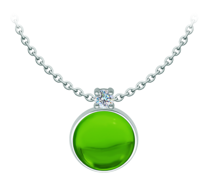 Colgante de plata con moissanita y cristal talla cabujón (Verde)Referencia: CO2009Colgante fabricado en plata de ley con un cabujón de cristal de colores de 16x16mm y una moissanita talla brillante de 5mm engastada.La moissanita es una gema preciosa creada en laboratorio que se ha ganado un lugar especial en la joyería por su belleza y cualidades únicas, deslumbra por su brillo superior al del diamante y su gran resistencia (9,25 en la escala de Mohs).Descubierta originalmente en un meteorito a finales del siglo XIX, y ese origen “estelar” le otorga un encanto singular.Llena de destellos únicos, combina lujo y elegancia en una sola joya.Medida: 18x18mm.