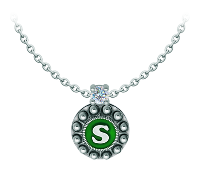Pendentif personnalisé Charro Button avec moissanite en argent (Vert)Referencia: CO2031Pendentif personnalisé en argent sterling avec une initiale de votre nom émaillée au four, accompagnée d'une moissanite de 5 mm taillée en brillant.La moissanite est une pierre précieuse créée en laboratoire qui a gagné une place spéciale dans la joaillerie en raison de sa beauté et de ses qualités uniques. Elle éblouit par son éclat semblable à celui d'un diamant et par sa grande résistance (9,25 sur l'échelle de Mohs).Découverte à l'origine dans une météorite à la fin du 19e siècle, cette origine 