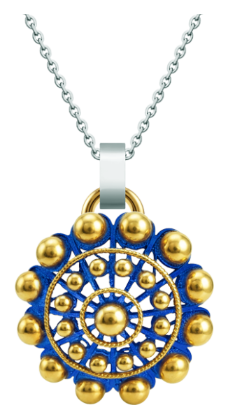 40mm Enameled Gold Charro Button Pendant (Blue)
Ref. code: CO2037
Gold-plated, oven-fired enameled Salamanca Charro button pendant.
Size: 40x40mm. 40mm Enameled Gold Charro Button Pendant (Blue)
Ref. code: CO2037
Gold-plated, oven-fired enameled Salamanca Charro button pendant.
Size: 40x40mm.