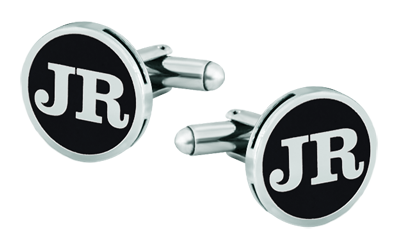 Personalisierte runde Manschettenknöpfe aus Silber "Zwei Initialen" (Schwarz)Ref. Code: GE0236Personalisierte Manschettenknöpfe mit den Buchstaben Ihrer Initialen, die im Flachrelief in Sterlingsilber geschnitzt und im Ofen emailliert wurden.Gr&ouml;&szlig;e: 16x16mm.