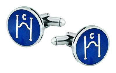 Boutons de manchette en argent personnalisés "Yeguada de la Cartuja"Referencia: GE0249Boutons de manchette personnalisés avec votre logo gravé dans de l'argent sterling et émaillé au four.Medida: 16x16mm.