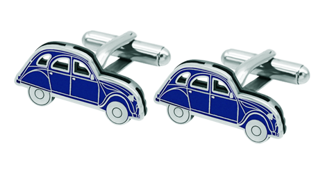Boutons de manchette en argent "Voitures anciennes : Citroën 2cv" (Bleu)Referencia: GE0304Boutons de manchette en forme de voiture classique, personnalisant une Citroën 2cv, sculptée en bas-relief dans de l'argent sterling et émaillée au four, dans un travail artisanal très minutieux.Medida: 25x12mm.