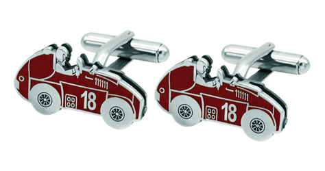 Boutons de manchette en argent "Classic Racing Cars"Referencia: GE0305Boutons de manchette classiques en forme de voiture, personnalisant une voiture de course, sculptée en bas-relief dans de l'argent sterling et émaillée au four, dans un travail artisanal très minutieux.Medida: 24x13mm.