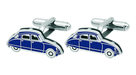 Boutons de manchette en argent "Voitures de collection : Citroën DS Tiburon" (Bleu)Referencia: GE0306Boutons de manchette vintage en forme de voiture classique, personnalisant une Citroën DS 