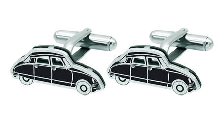 Boutons de manchette en argent "Voitures rétro : Citroën DS Tiburon" (Noir)Referencia: GE0306Boutons de manchette en forme de voiture classique, personnalisant une Citroën DS 