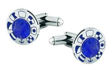 Manschettenknöpfe aus Silber, Stahl und Lapislazuli "Nautische Flaggen" (Lapis lazuli)Ref. Code: GE0364Personalisierte Manschettenknöpfe mit Rad und nautischen Flaggen, die Ihren Namen in Flachrelief aus Sterlingsilber darstellen, mit Lapislazuli in der Mitte.Gr&ouml;&szlig;e: 16x16mm.