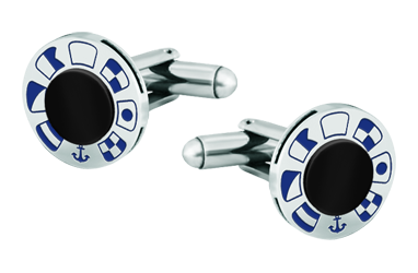Boutons de manchette en argent, acier et onyx "Drapeaux nautiques" (Black onix)Referencia: GE0365Boutons de manchette à roue personnalisés avec drapeaux nautiques représentant votre nom sculptés en bas-relief dans de l'argent sterling, avec de l'onyx au centre.Medida: 16x16mm.