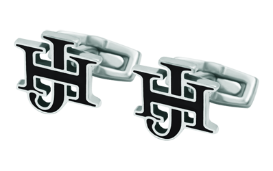 Boutons de manchette en argent "Initiales entrelacées" (Noir)Referencia: GE0387Boutons de manchette en argent sterling émaillé à la main.Medida: 16x16mm.